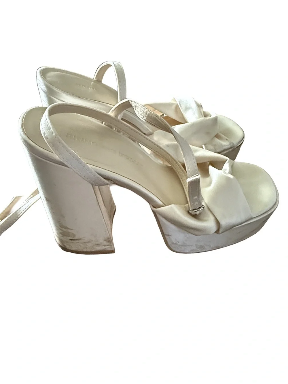 Princess Polly Ivory Satin Knot Platform Sandals